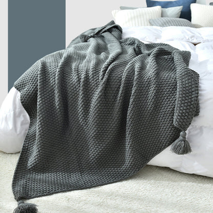 Knit Throw Blanket with Tassels — Soft Nordic Sofa & Bed Throw