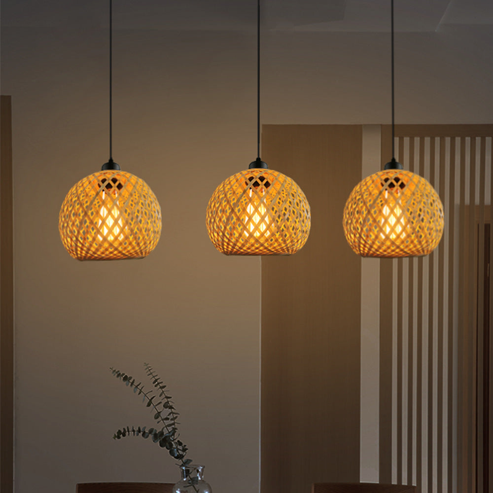 Handmade Rattan Bamboo Pendant Light for Kitchen and Dining