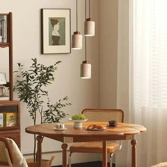 Japanese Style Travertine Pendant Light for Bedroom