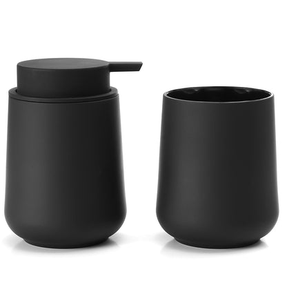2-Piece Bathroom Set Matte Black Soap Dispenser & Tumbler Cup