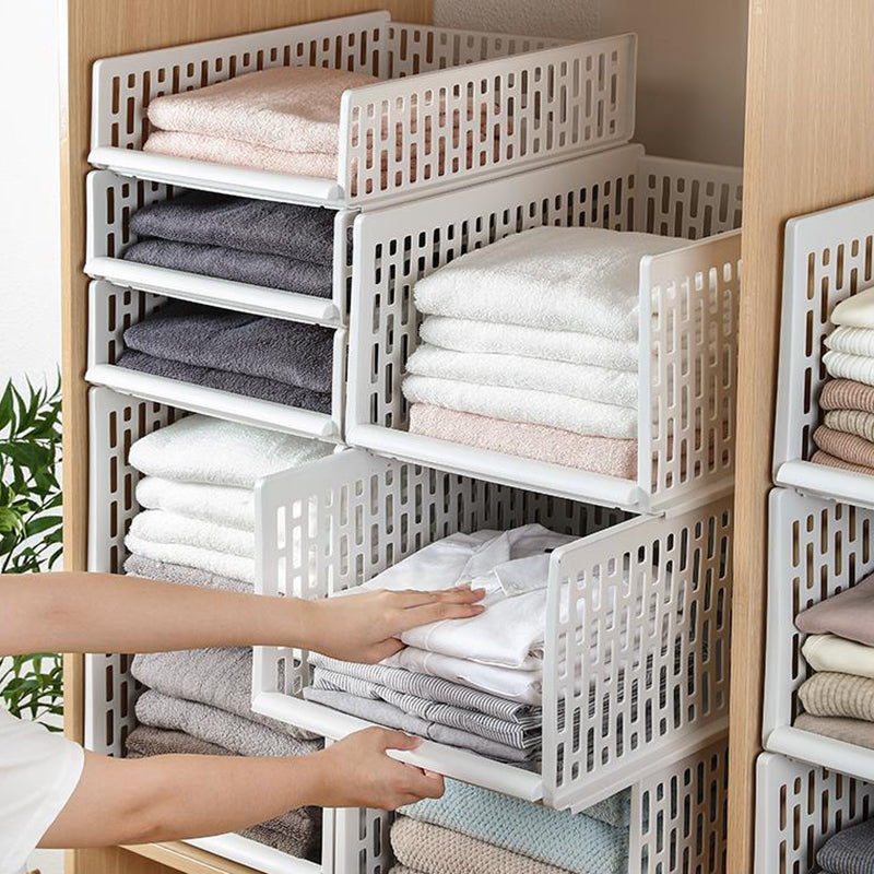 Stackable Closet Drawer Organizer Basket, Slide-Out Storage