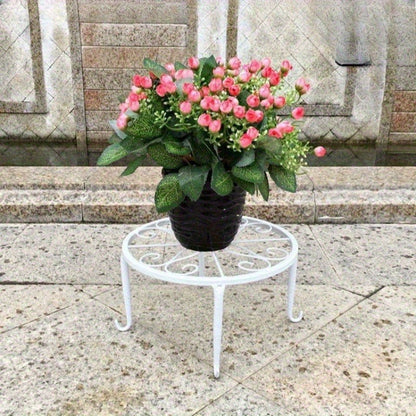 Round Cast Iron Plant Stand Scrollwork Metal Flower Pot Holder