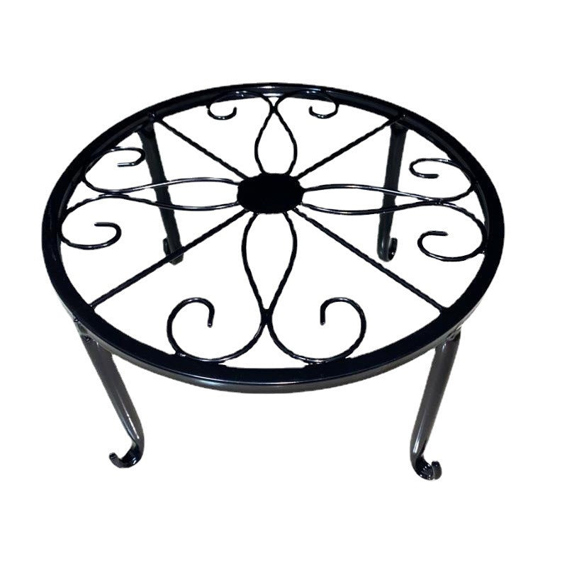 Round Cast Iron Plant Stand Scrollwork Metal Flower Pot Holder
