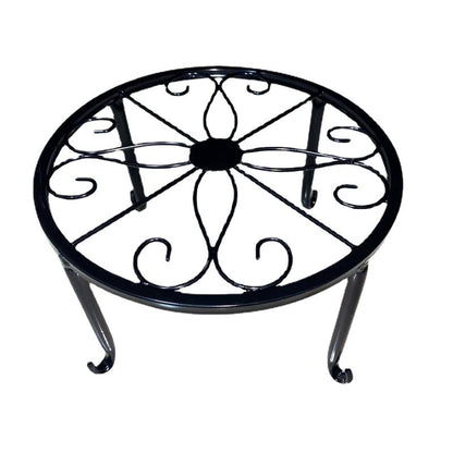 Round Cast Iron Plant Stand Scrollwork Metal Flower Pot Holder