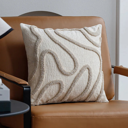 Boho Tufted Throw Pillow Cover — Soft Abstract Line Cushion 45cm