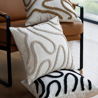 Boho Tufted Throw Pillow Cover — Soft Abstract Line Cushion 45cm