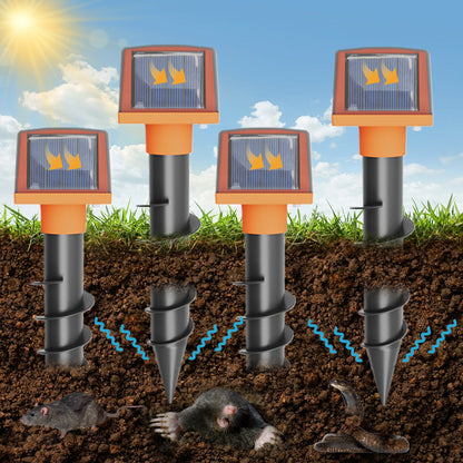 Solar Pest Repeller Stakes - Outdoor Sonic Mole & Rodent Deterrent
