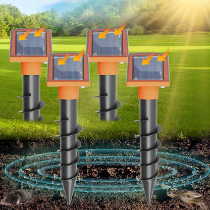 Solar Pest Repeller Stakes - Outdoor Sonic Mole & Rodent Deterrent