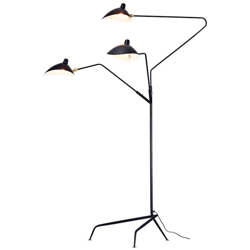 Three-Arm Tripod Floor Lamp, Designer Curved Shade Light Fixture