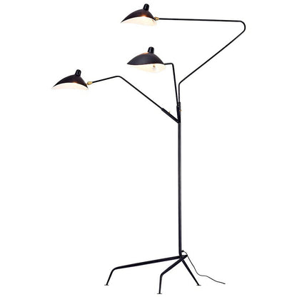 Three-Arm Tripod Floor Lamp, Designer Curved Shade Light Fixture