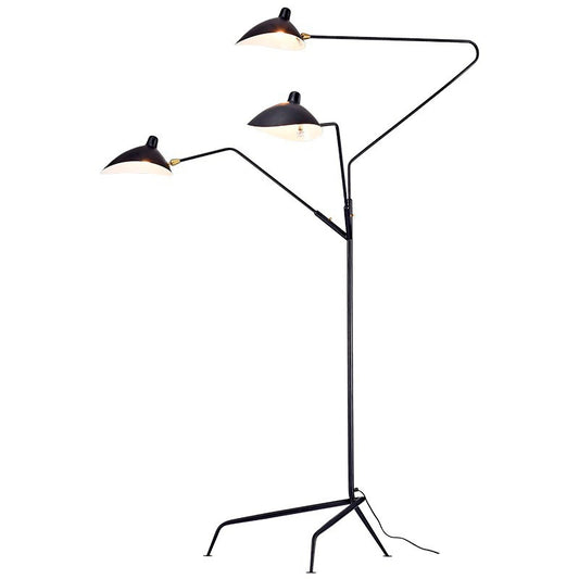 Three-Arm Tripod Floor Lamp, Designer Curved Shade Light Fixture