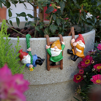 Mini Climbing Gnome Statues Set - Outdoor Fairy Garden Decor