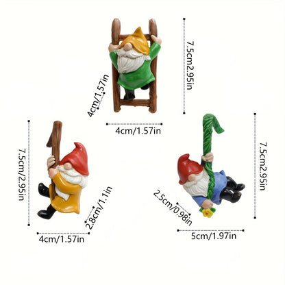 Mini Climbing Gnome Statues Set - Outdoor Fairy Garden Decor