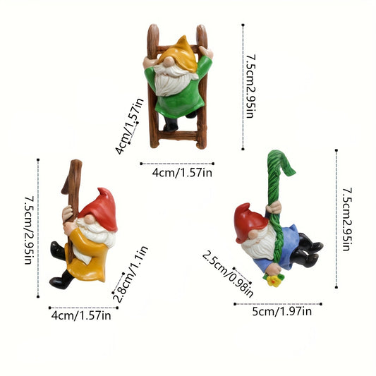 Mini Climbing Gnome Statues Set - Outdoor Fairy Garden Decor