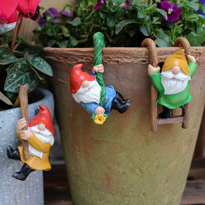 Mini Climbing Gnome Statues Set - Outdoor Fairy Garden Decor