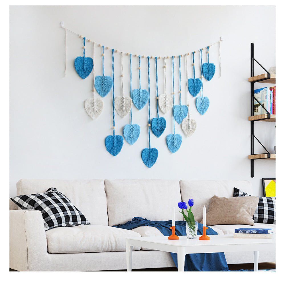Macrame Leaf Wall Hanging, Boho Tassel Garland Tapestry 120x75cm