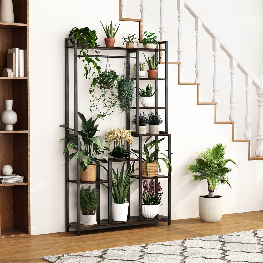 Industrial Tall Metal Plant Stand Multi-Tier Display Shelf Rack