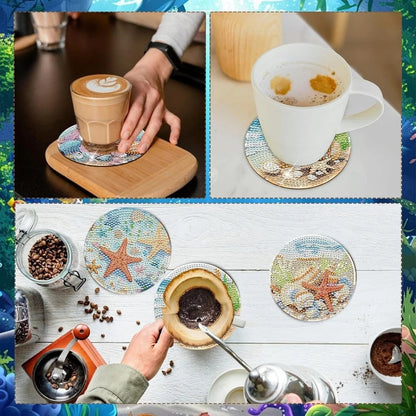 Ocean Diamond Painting Coaster Set - 8 DIY Coasters with Holder