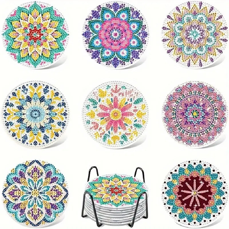 DIY Diamond Painting Coasters Kit — Set of 8 Mandala Coasters
