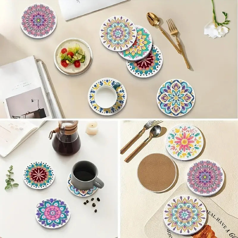 DIY Diamond Painting Coasters Kit — Set of 8 Mandala Coasters