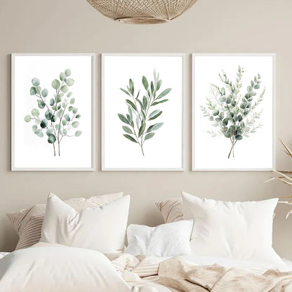 Sage Green Eucalyptus Wall Art, Watercolor Botanical Print Set