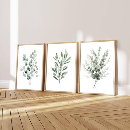 Sage Green Eucalyptus Wall Art, Watercolor Botanical Print Set