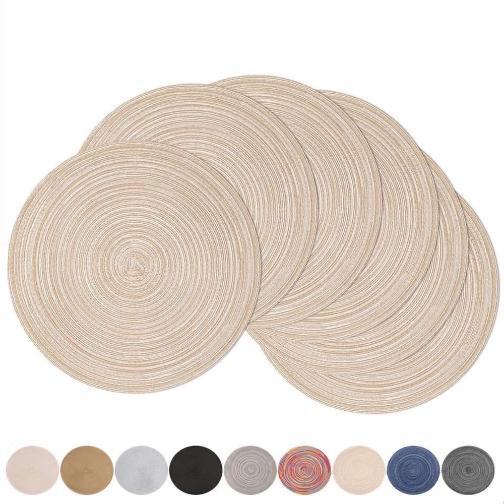 Round Braided Placemats Set of 6 — Washable Woven Table Mats