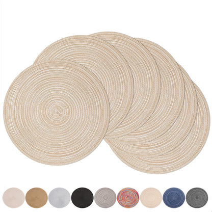 Round Braided Placemats Set of 6 — Washable Woven Table Mats