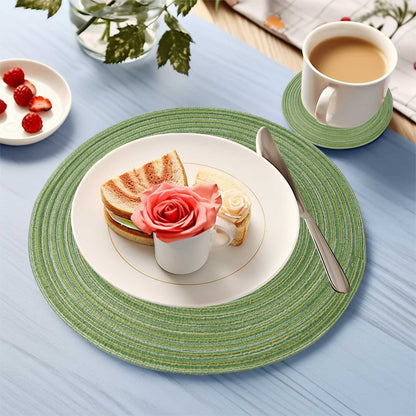 Round Braided Placemats Set of 6 — Washable Woven Table Mats