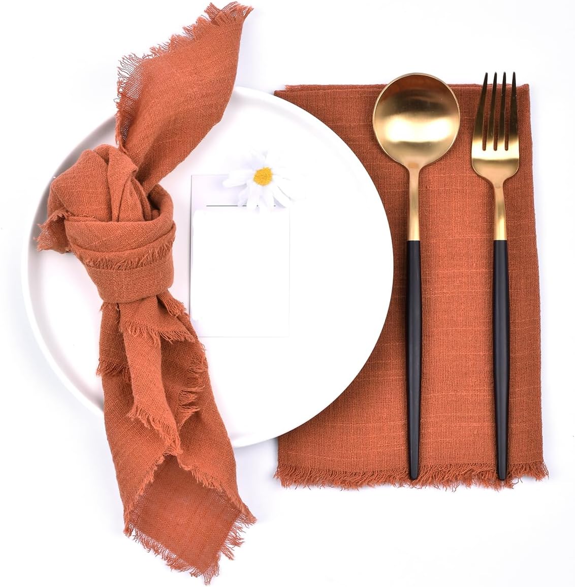 10-Pack Cotton Gauze Napkins — Frayed-Edge Boho Wedding Linens