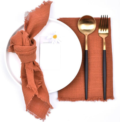 10-Pack Cotton Gauze Napkins — Frayed-Edge Boho Wedding Linens