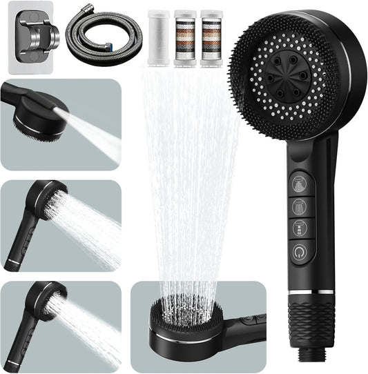 Filtered High Pressure Shower Head, 4-Mode Handheld Sprayer