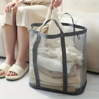 Foldable Mesh Laundry Basket Tote, Portable Breathable Storage Bag