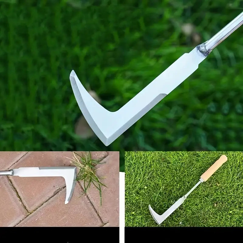 L-Shaped Crevice Weeding Tool - Stainless Steel Garden Hand Weeder