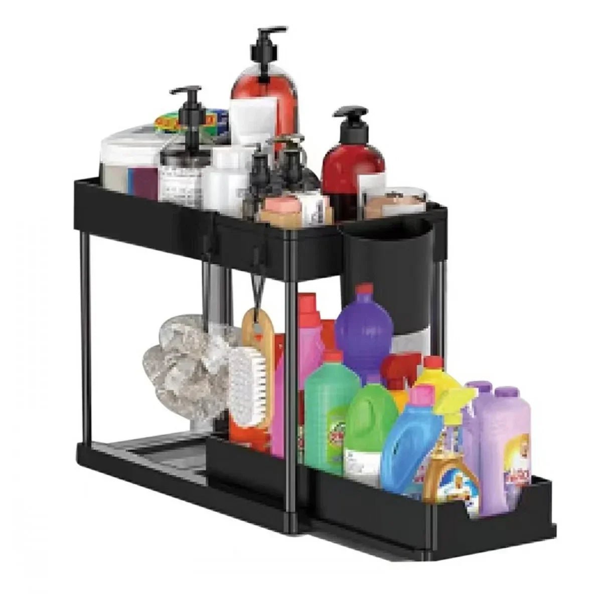 2-Tier Under-Sink Organizer with Sliding Drawer, Cabinet Storage Rack
