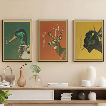 Western Cowboy Canvas Wall Art Set, Desert Cactus Prints