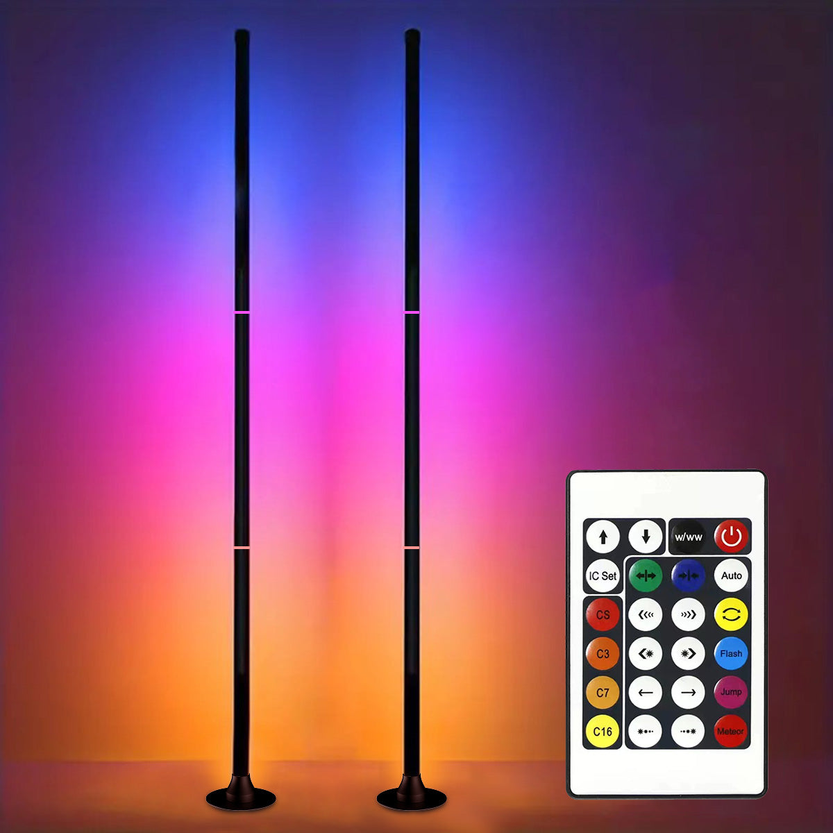 RGB Color-Changing Corner Floor Lamp with Remote Control