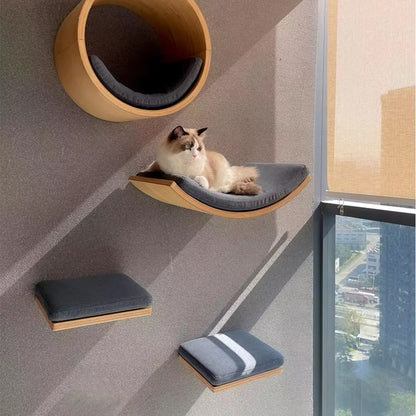 Wall-Mounted Cat Shelf Perch With Soft Cushion for Indoor Cats