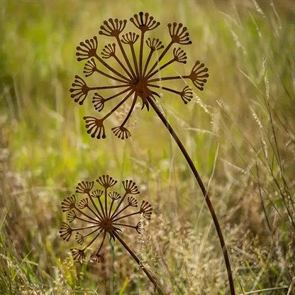 Metal Dandelion Garden Stake - Rustic Flower Yard Art Decor