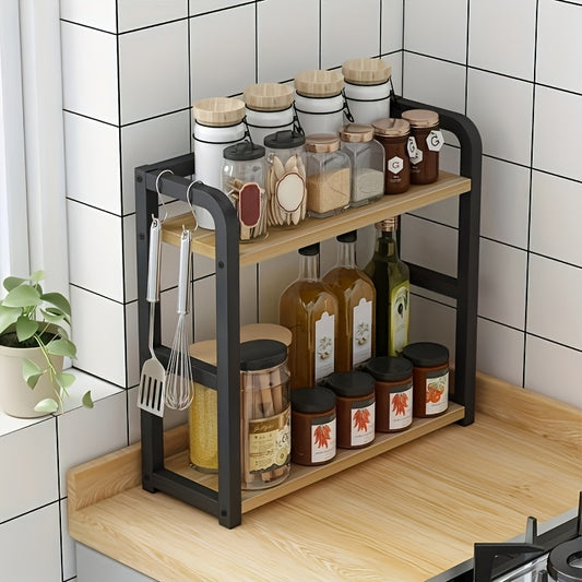 2-Tier Metal Countertop Shelf Space-Saving Spice Organizer