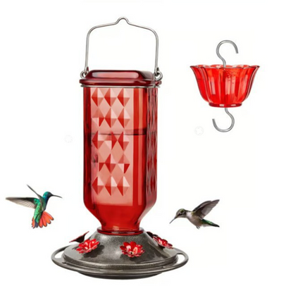 Glass Hummingbird Feeder with 4 Feeding Ports and Ant Moat