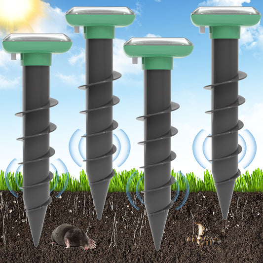 Solar Ultrasonic Mole Repeller Stakes, Outdoor Yard Animal Deterrent