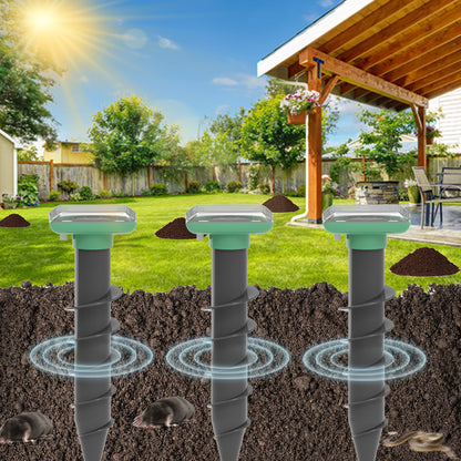 Solar Ultrasonic Mole Repeller Stakes, Outdoor Yard Animal Deterrent