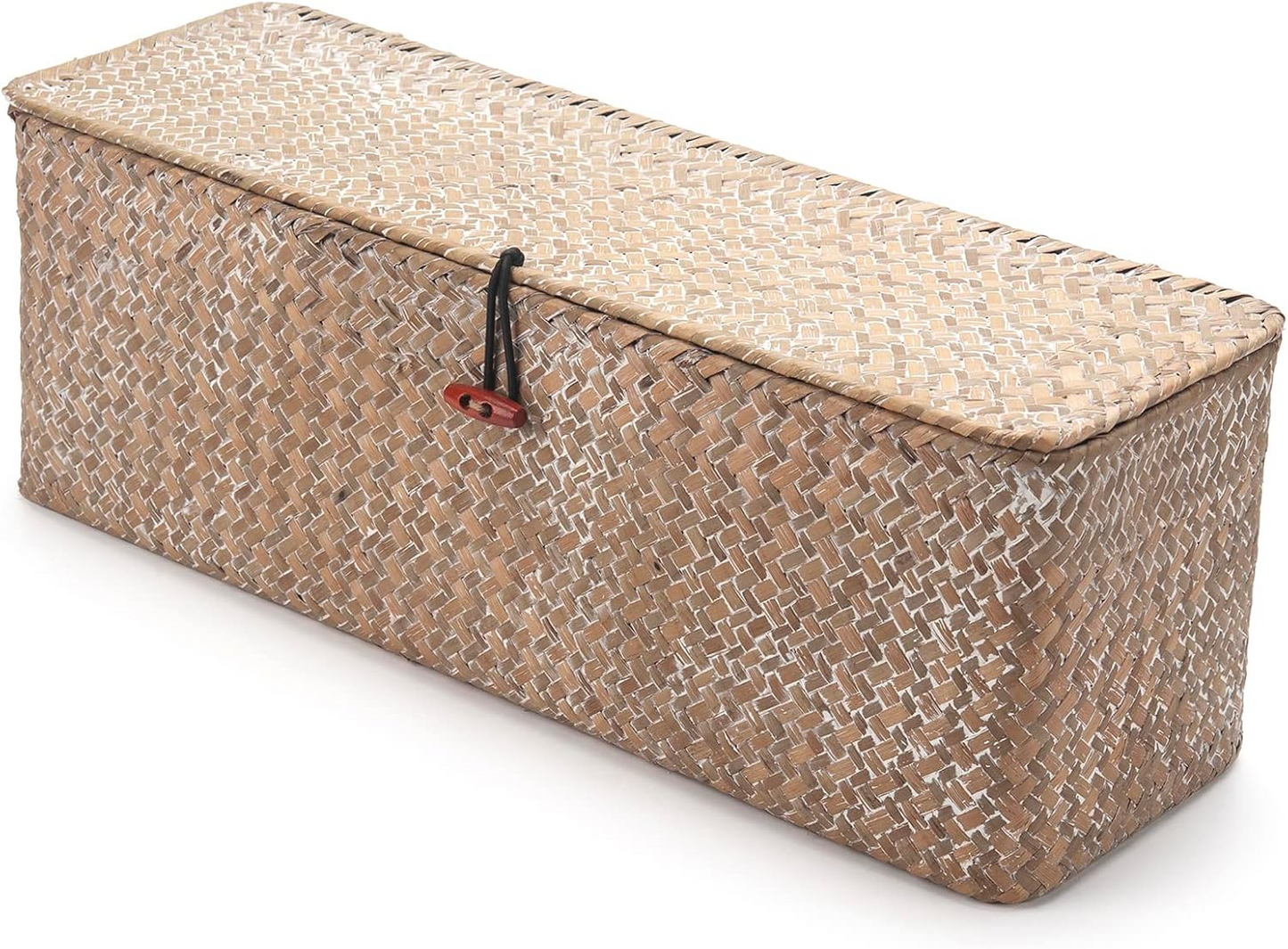 Whitewash Seagrass Toilet Paper Storage Basket with Lid
