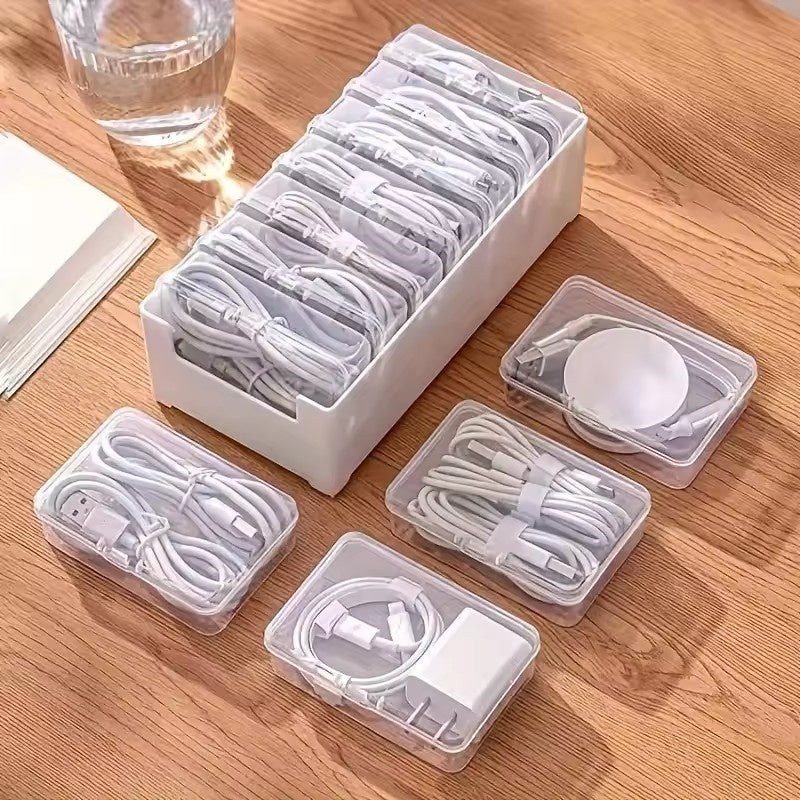 Cable Storage Box with Mini Cases, Durable Plastic Organizer
