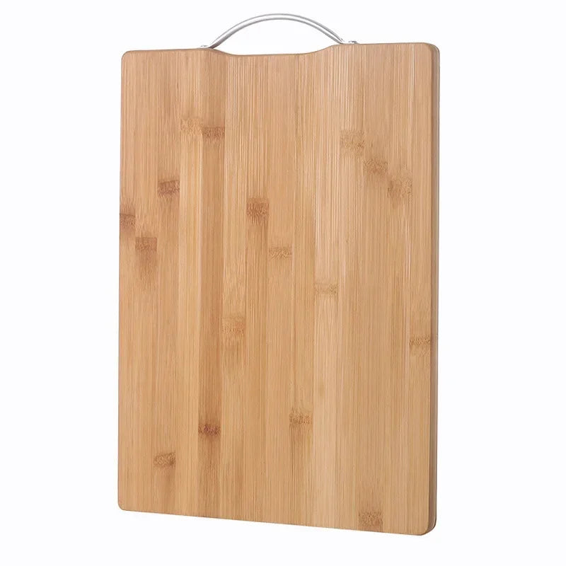 Large Rectangular Bamboo Cutting Board with Steel Handle for Kitchen