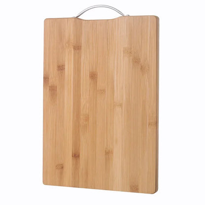 Large Rectangular Bamboo Cutting Board with Steel Handle for Kitchen