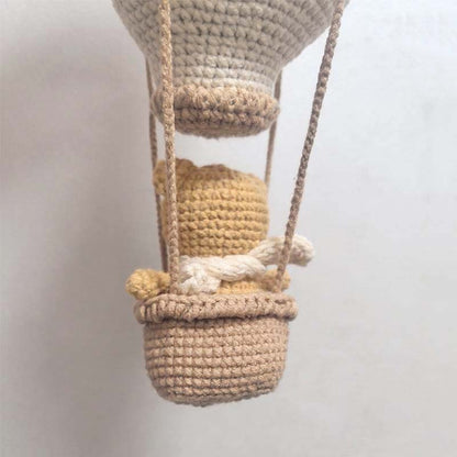 Handmade Crochet Hot Air Balloon, Teddy Bear Nursery Decor Mobile