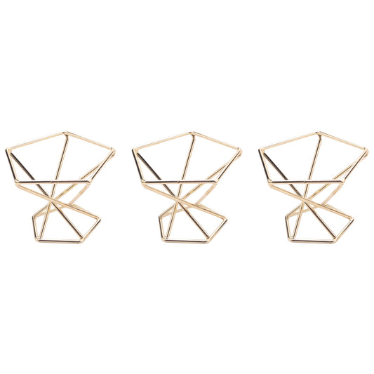 Geometric Gold Metal Air Plant Holder Set of 3 — Modern Plant Stands for Succulents & Tabletop Decor