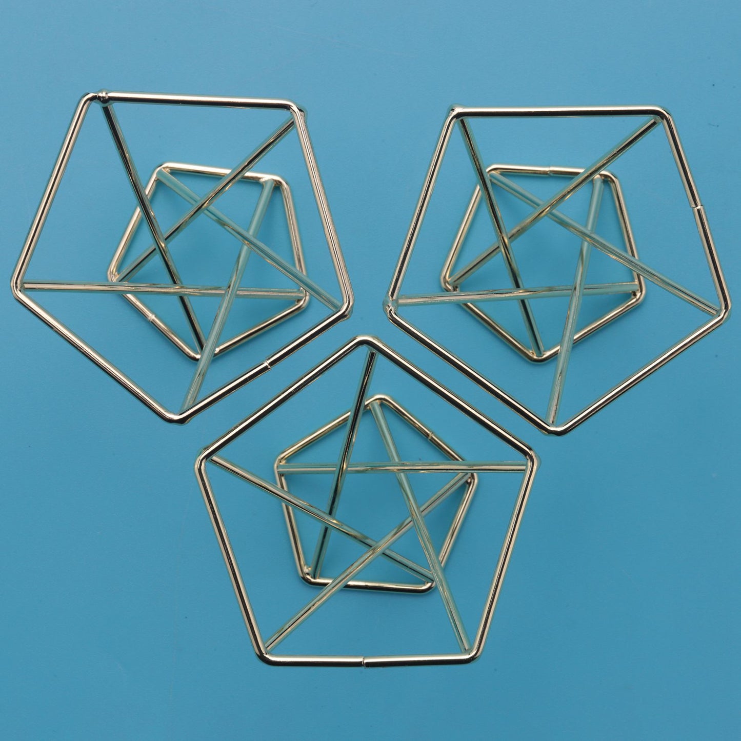 Geometric Gold Air Plant Holder Set of 3 Metal Plant Stands